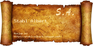 Stahl Albert névjegykártya